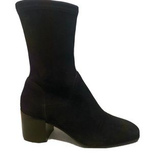 Aquatalia Mid-calf Booties, Black, Size 8, Water Resistant, Suede, Made in Italy